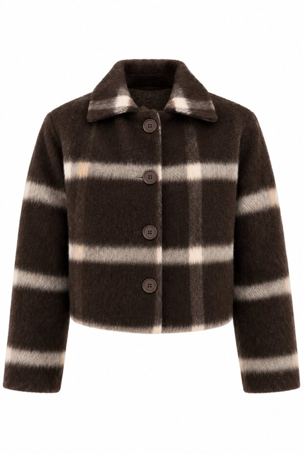 Brown Striped 100% Cotton Bomber Jacket - 2Y251001