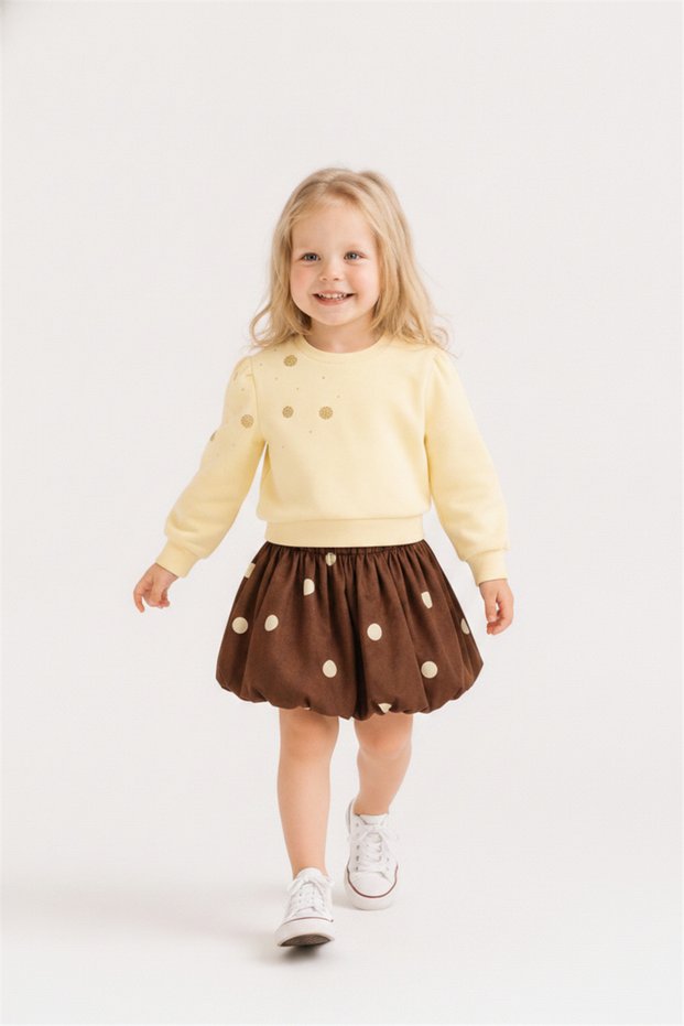 Baby Girl Balloon Sweatshirt 1-4 Years Yellow