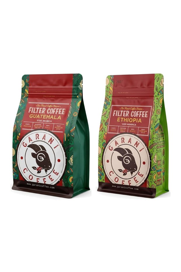 Guatemala and Ethiopia Filter Coffee Set 2 X 250 g 500 g Ground Medium Roast 100% Arabica