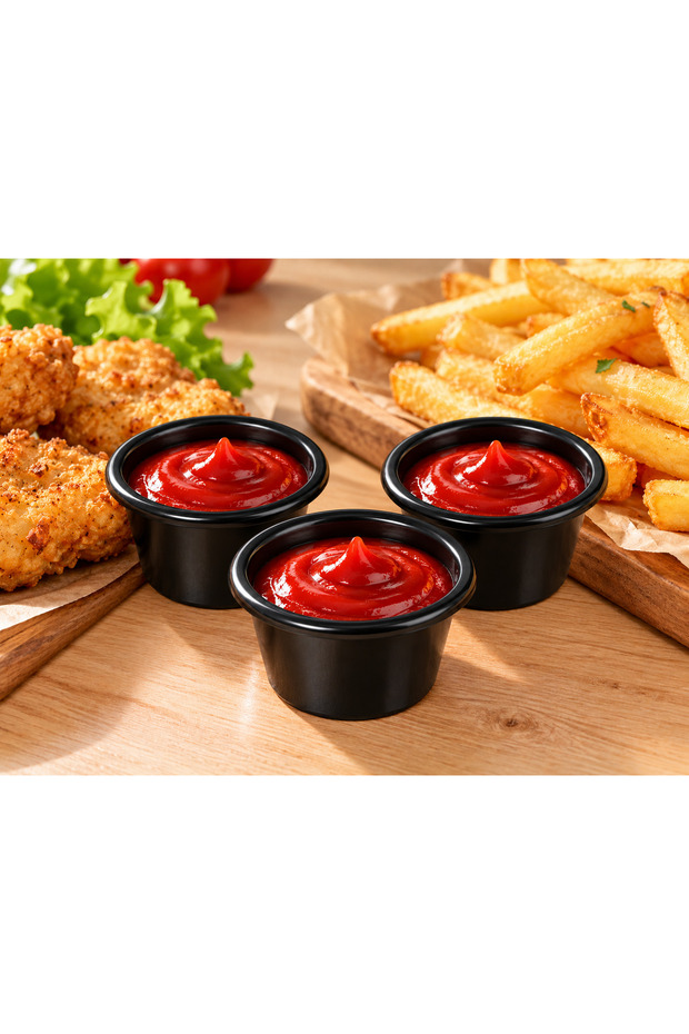 Gözde 3 Pieces 6 cm Mini Sauce Bowls – Ketchup, Mayonnaise, Mustard and Dip Sauce Serving Containers