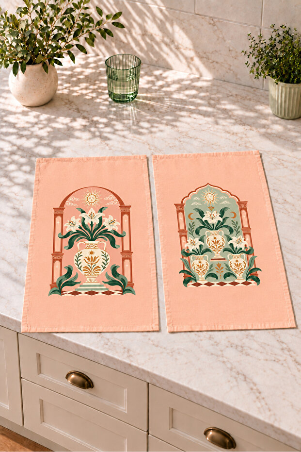 Lily Pavilion Lily and Vase Patterned 2-Piece Kitchen Towel Set 35X55