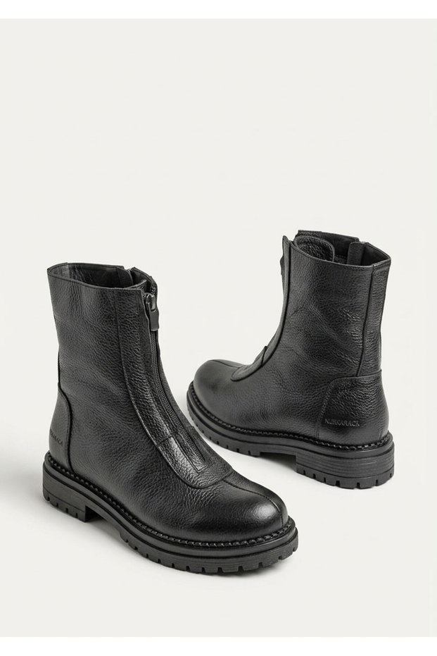 26K439 Front Zippered Genuine Leather Boots for Women