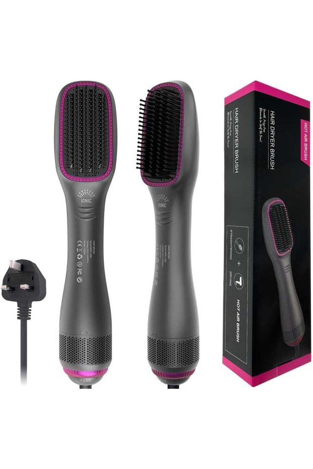 1000W 3-in-1 Hot Air Hair Dryer Brush – Ionic Volumizer & Straightening Styler with Ceramic Tourmaline Coating.