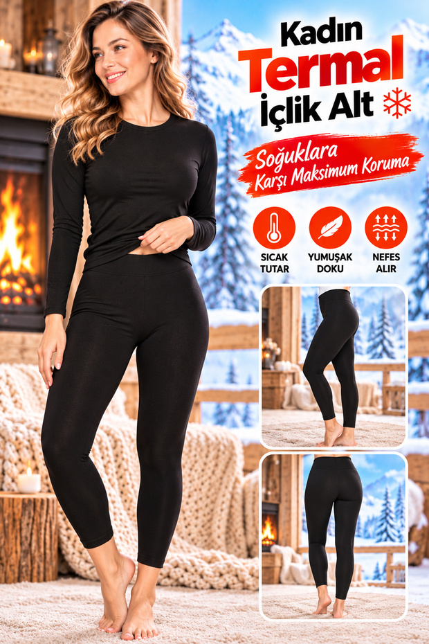 Women's Thermal Underwear Bottom Black Winter Women's Thermal Leggings