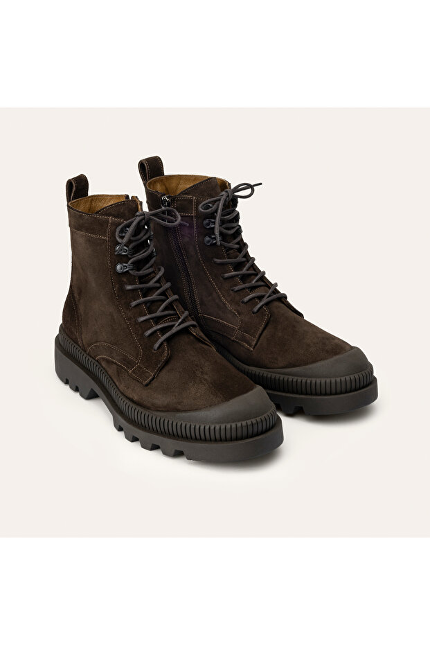 Men's Brown Lace-Up Suede Boots