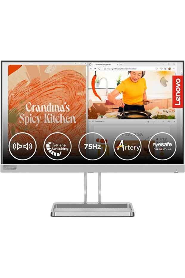 L22i-40, 22 inch (54.6cm) | IPS, FHD, 75Hz, Grey, 4ms | AMD Free Sync, 99% sRGB | 2X3W Speakers, HDMI 1.4, VGA | Tilt Stand