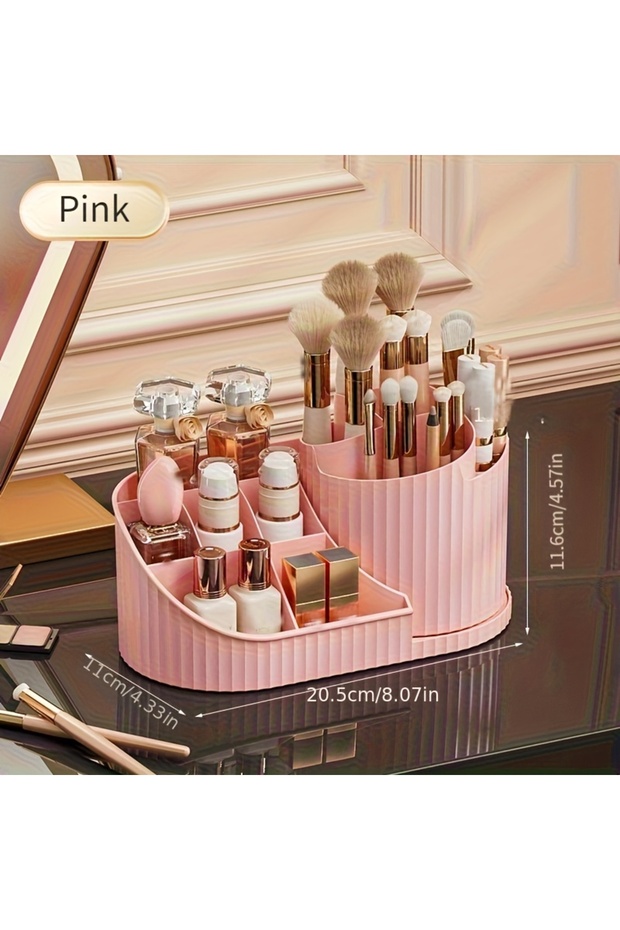 1pc Mini 360° Rotatable Cosmetic Storage Box and Desktop Organizer Pen Holder Stationery, Plastic Cosmetic Storage Rack, Multi-functional Holder for Brushes, Lipsticks, Skincare Products, and Statione