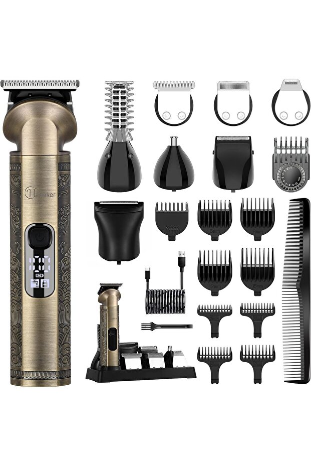 Hatteker Beard Trimmer Kit Professional Hair Clipper Zero Gapped T-Blade Electric Razor Shaver