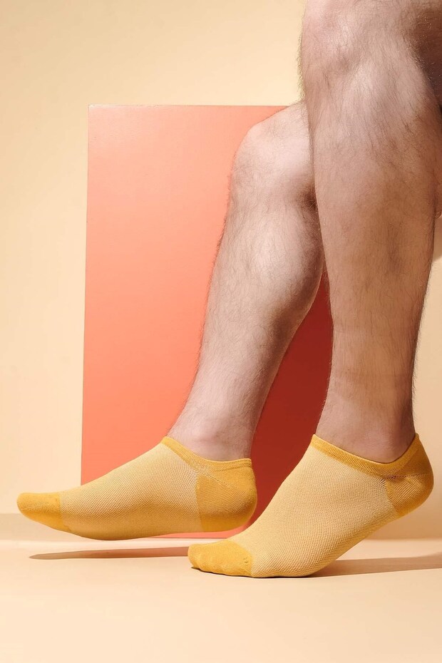 Men's Modal Single Summer No Show Socks Yellow