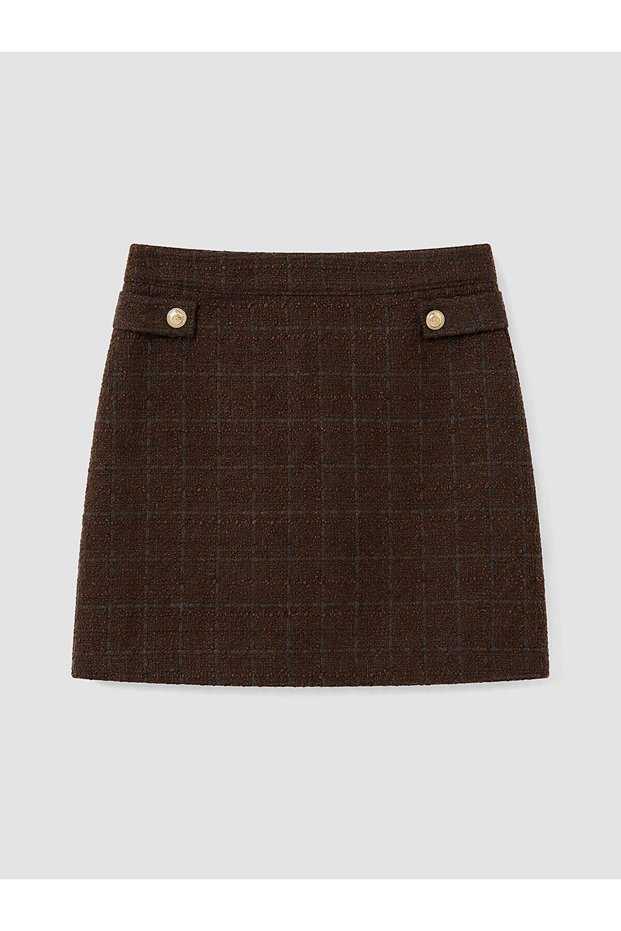Alita City Lcw Vision Brown Tweed Plain Mini Women's Skirt with a Difference