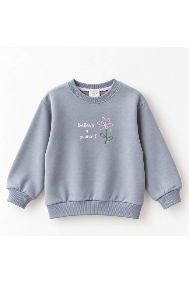 Girl's Sweatshirt with Floral Embroidery on the Back