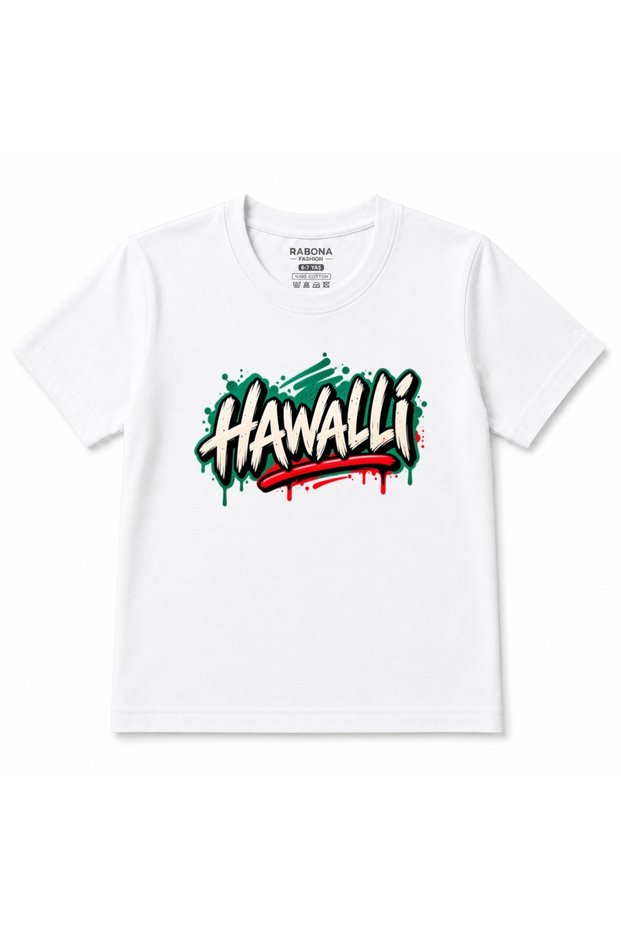 Hawalli Kuwait Kids Graphic Printed T-Shirt - Green & Red Street Graffiti Design
