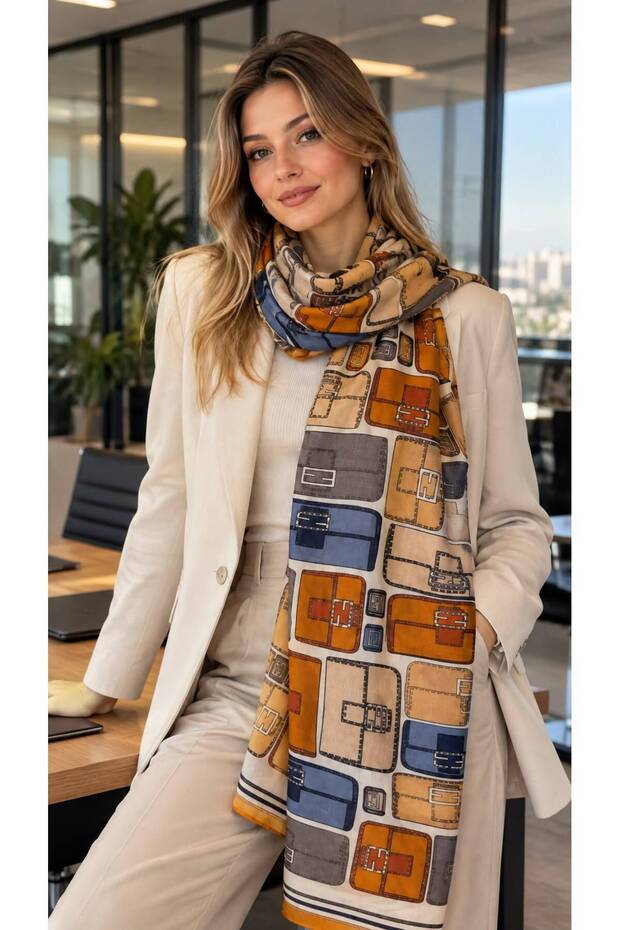 Sal04 Cotton Patterned Women's Shawl 80X180 cm