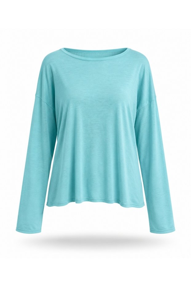 Turquoise Basic Long Sleeve T-Shirt 0215