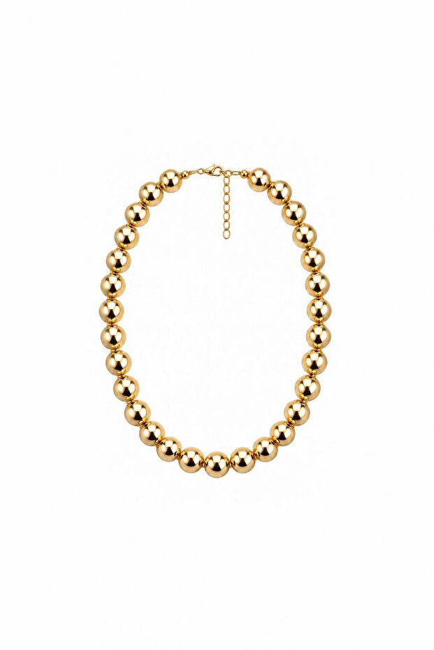 Silver Form Collection Sphere Bead Necklace - Gold