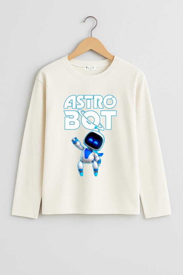 Astro Bot Game Printed Oversize Long Sleeve Unisex Kids T-Shirt (4-13 Years)