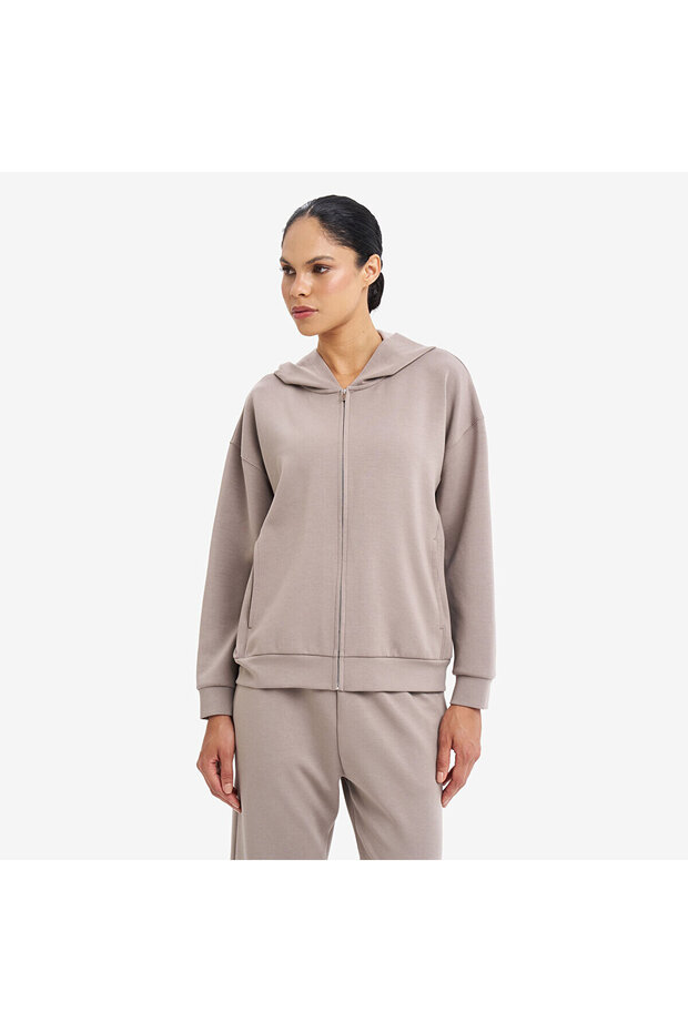 Mink Women's Zippered Hooded Sweatshirt 26S-2221-26N