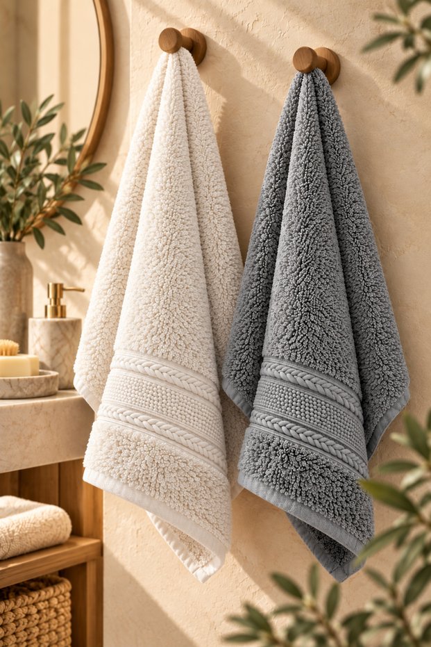 Pearly 2 Pieces Bamboo Knitted Patterned 50X85 cm Hand and Face Towel