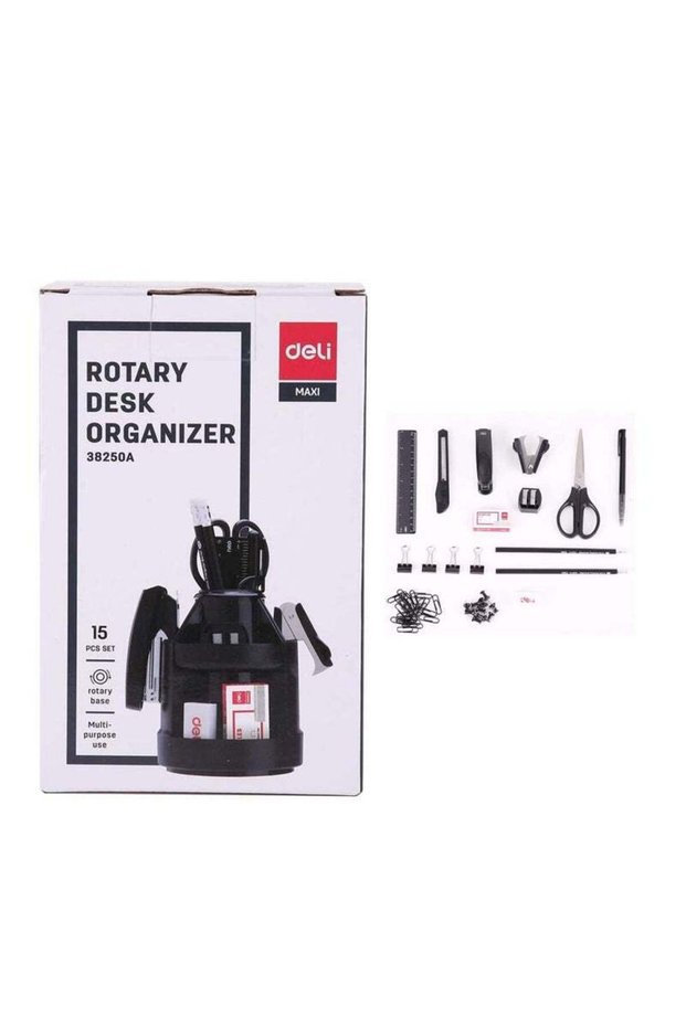 Deli Rotary Desk Organiser With Accessories Set