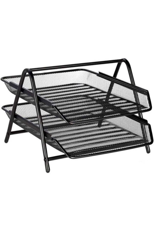 HF 2-Tier Paper Tray, Desktop Organizer, 2 Layer A4 Metal tray Office Desk Organiser, Paper File