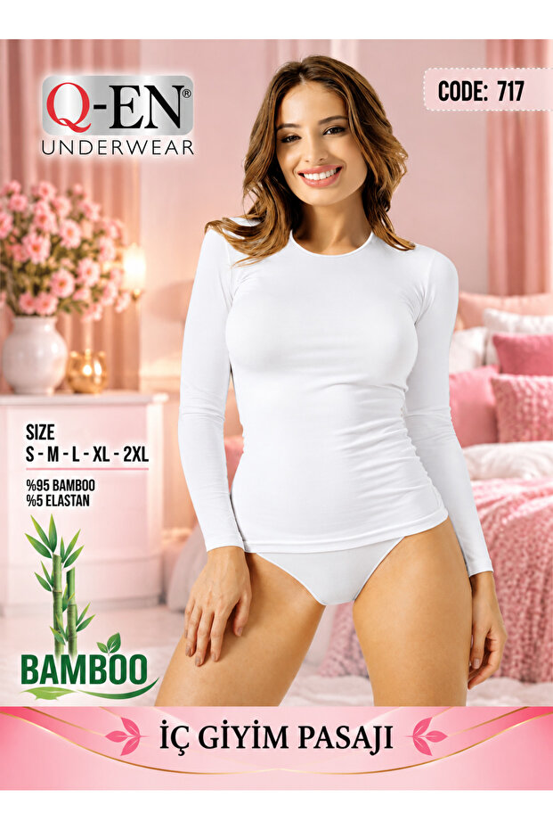 Underwear Passage Women's Bamboo Zero Collar Long Sleeve Undershirt 717