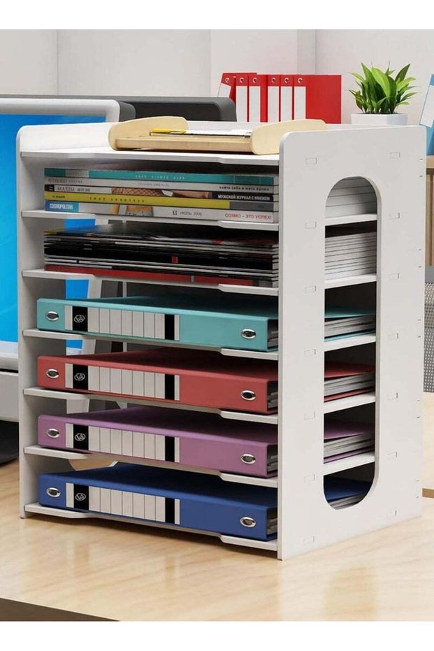 TPGP 7 Tier Office Desktop File Paper Organizer Holder Rack Shelf Desk Letter Tray A4 Paper Holder