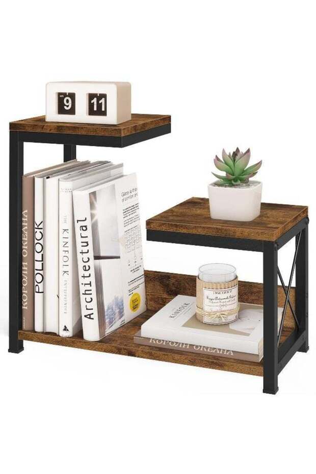 Desktop Shelf Organizer, 3 Tier Office Shelves, Wood Desk Organizers Storage Rack and Freestanding