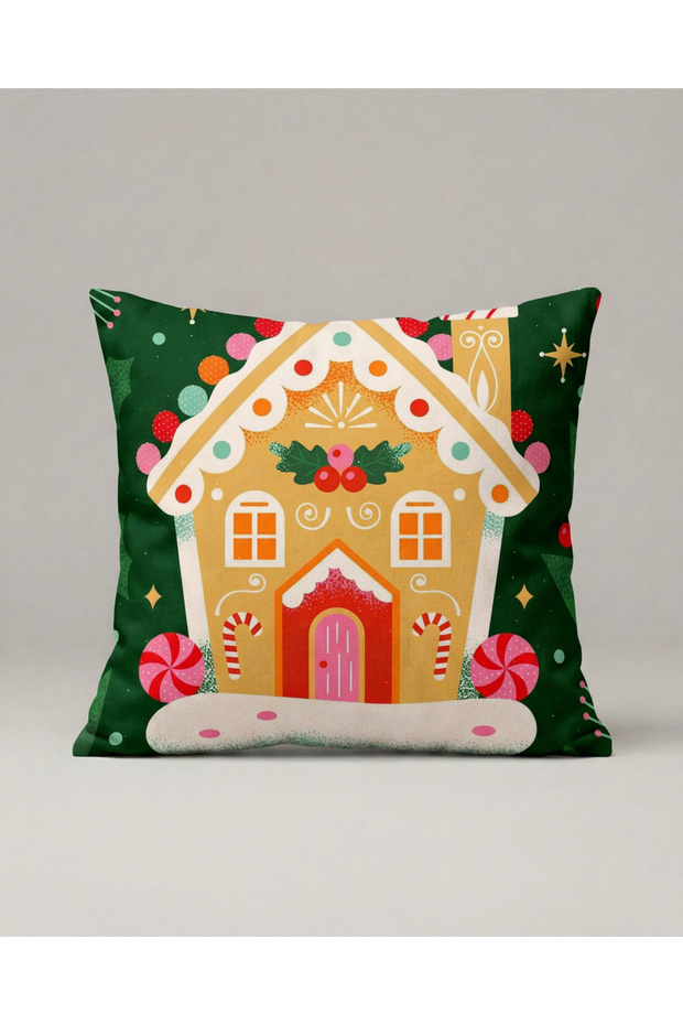 Gingerbread House Patterned Cushion Cover 361 – Gingerbread House Design 45X45 cm