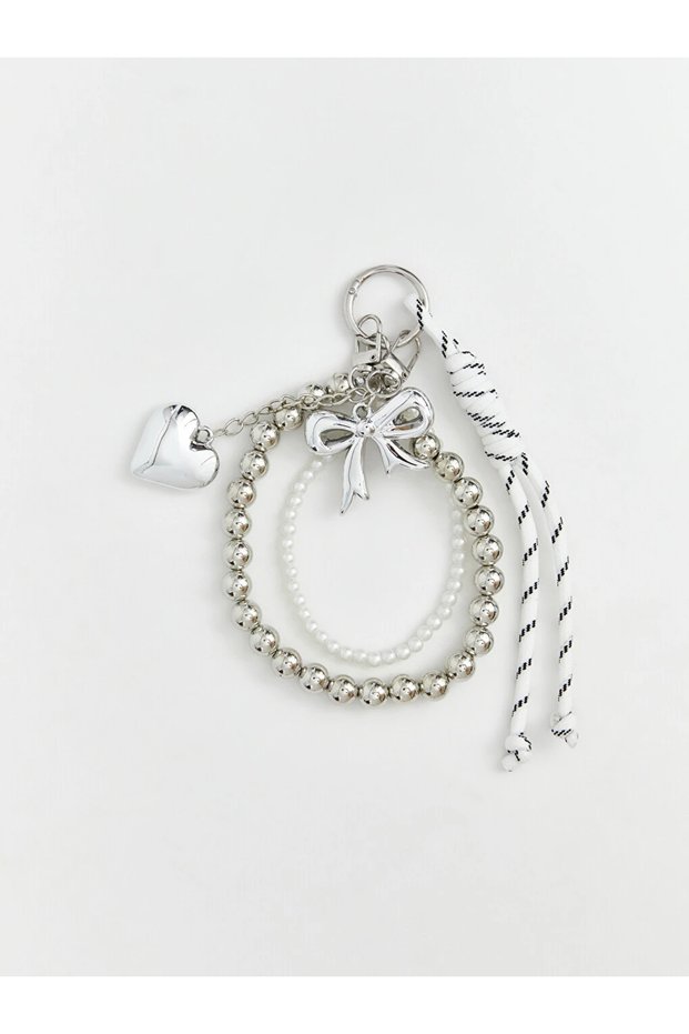 Mixed Heart and Bow Figured Chain Women's Bag Charm