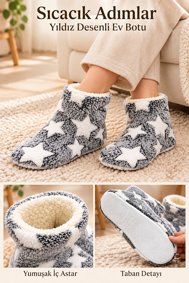 Women's Fluffy Wool Slippers Winter House Boots House Shoes Soft Silent Sole