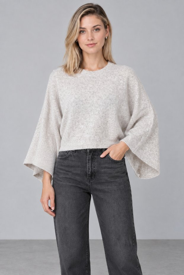 Women's Oversize Wide Sleeve Detailed Wool Sweater