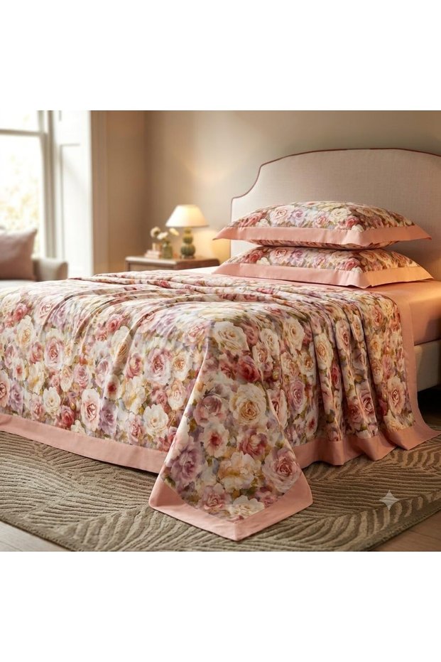Luxury 3-Piece Turkish Satin Cotton Bedsheet Set – King Size | Ultra Soft, Breathable & Wrinkle-Resistant | Elegant Collection Bedding with 2 Pillowcases (Multicolor Floral, King (U.K. Standard))
