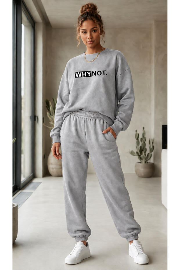 Zero Collar Sweat Suit 2-Piece Combination Winter Shardooned Whynot Printed Women's / Men's Unisex Model