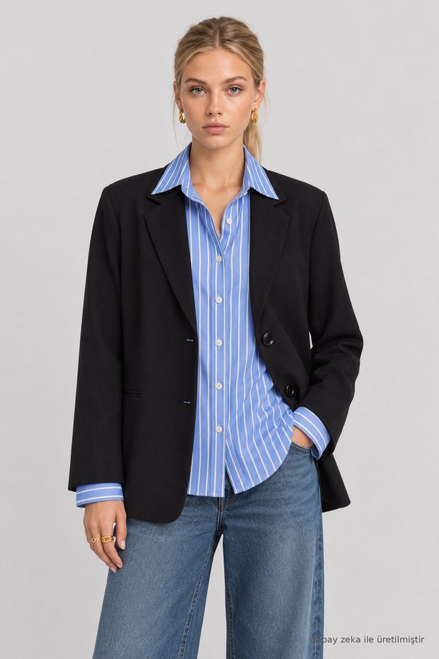 Padded Blazer Woven Jacket Lnt0049 Black