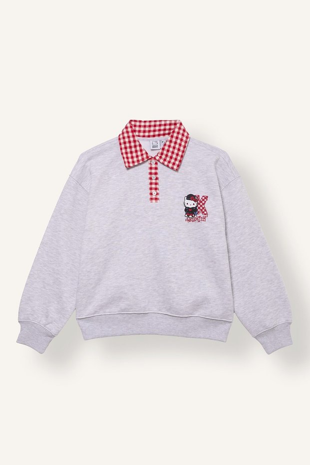 Hello Kitty Oversize Gingham Polo Collar Sweatshirt for Girls I8347A826Wn