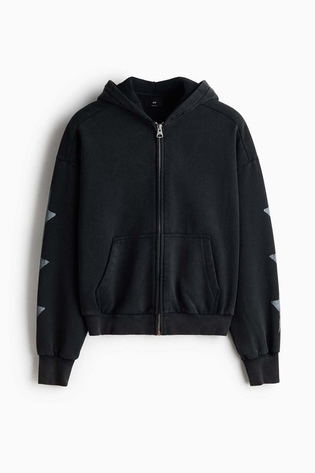 Oversized Fit Printed zip-through hoodie