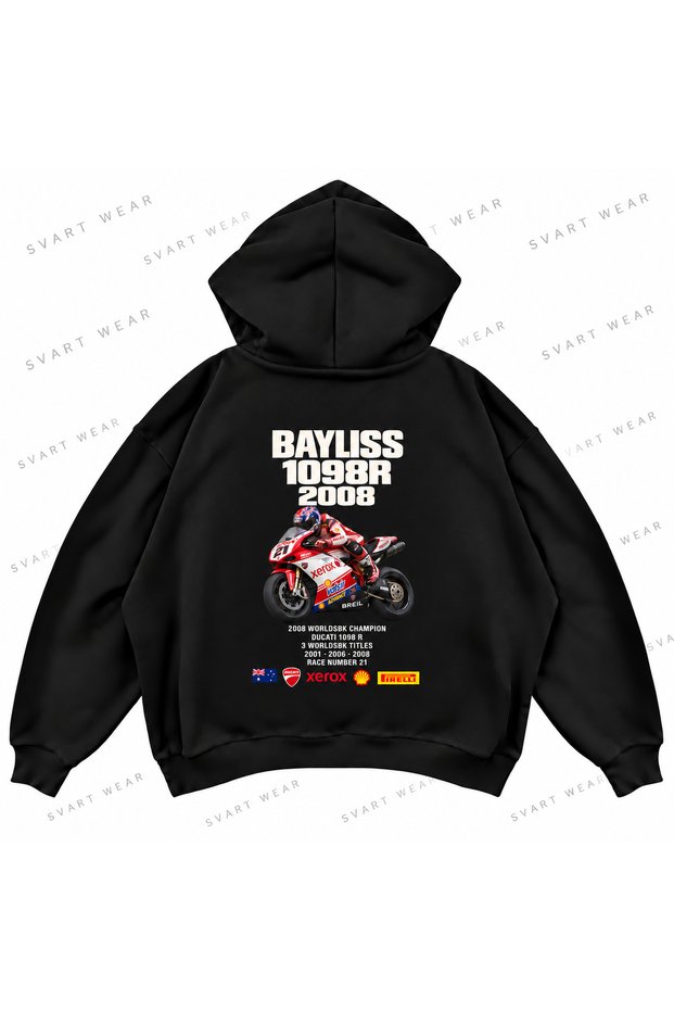 Troy Bayliss · Ducati 1098 R · 2008 Front and Back Printed Oversized Boxy Hoodie