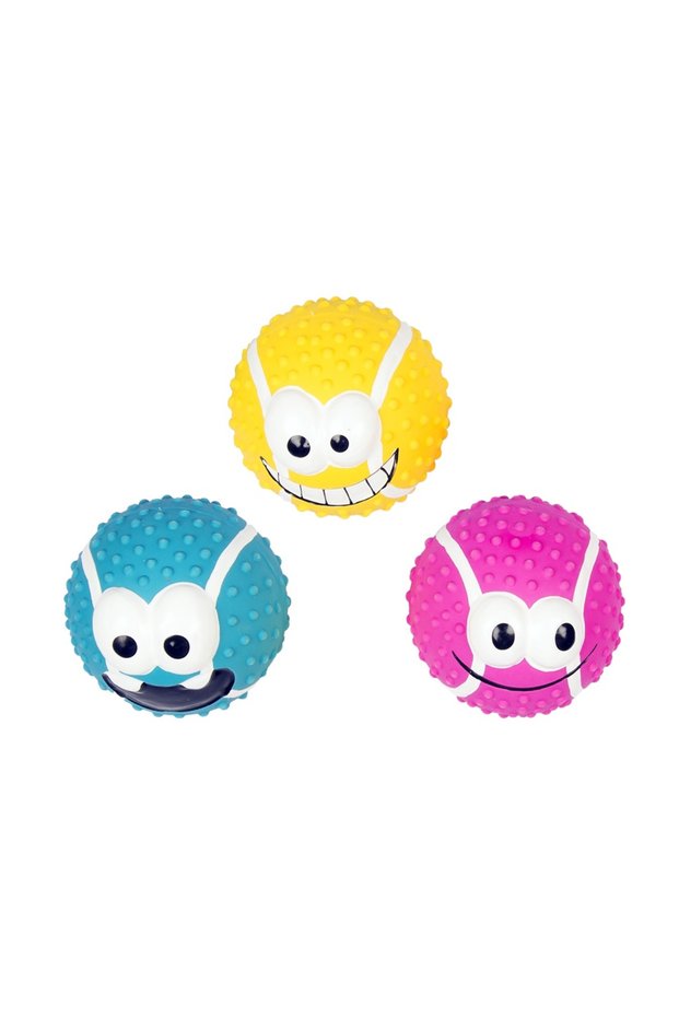 Duvo+ Latex Tennis Ball Smiley Mix 5Cm Mixed Colors[Size - 5Cm]