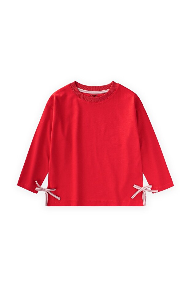 Seasonal T-Shirt with Slit Detail, Ages 2-10, Red