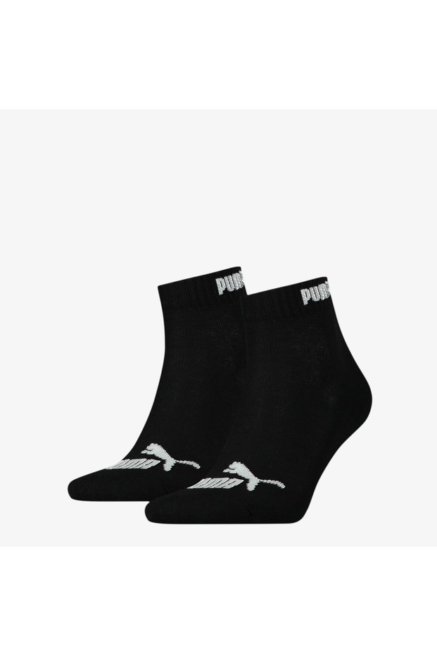 Quarter-V Cushioned 2-Piece Unisex Black Socks