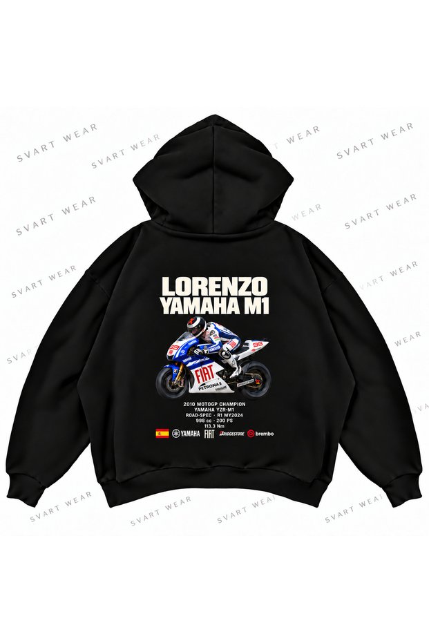 Jorge Lorenzo · Yamaha Yzr-M1 · 2010 Printed Oversize Boxy Hooded Sweatshirt