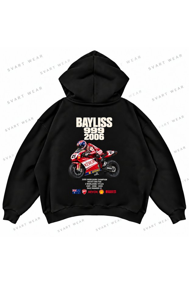 Troy Bayliss · Ducati 999 F06 · 2006 Front Back Printed Oversized Boxy Hooded Hoodie