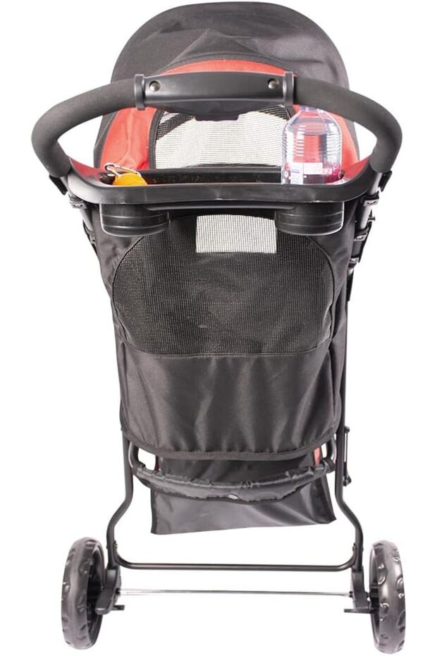 Duvo+ Pet Buggy/Stroller 3-Wheeler 79X55X99Cm - Max. 15Kg Black/Red