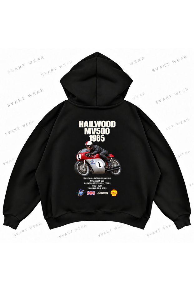 Mike Hailwood · Mv Agusta 500 · 1965 Front and Back Printed Oversized Boxy Hoodie