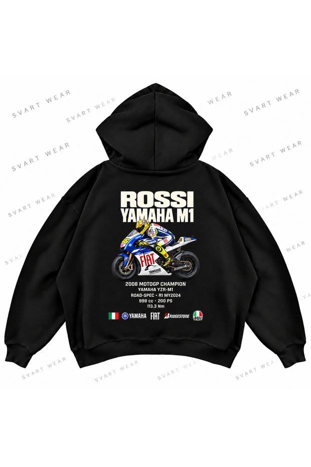 Valentino Rossi · Yamaha Yzr-M1 · 2008 Printed Oversize Boxy Hooded Sweatshirt