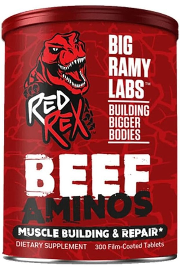Red Rex Beef Amino - 300 Tablets | High- Beef-Sourced Amino Acids for Superior Exercise Performance and Muscle Development