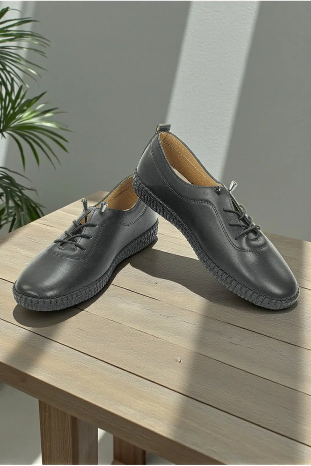 Women's Leather Orthopedic Casual Shoes, Flexible and Soft Sole Hajj and Umrah Shoes - Black