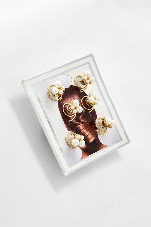 6 Pcs Pearl Twist Clips, Gold