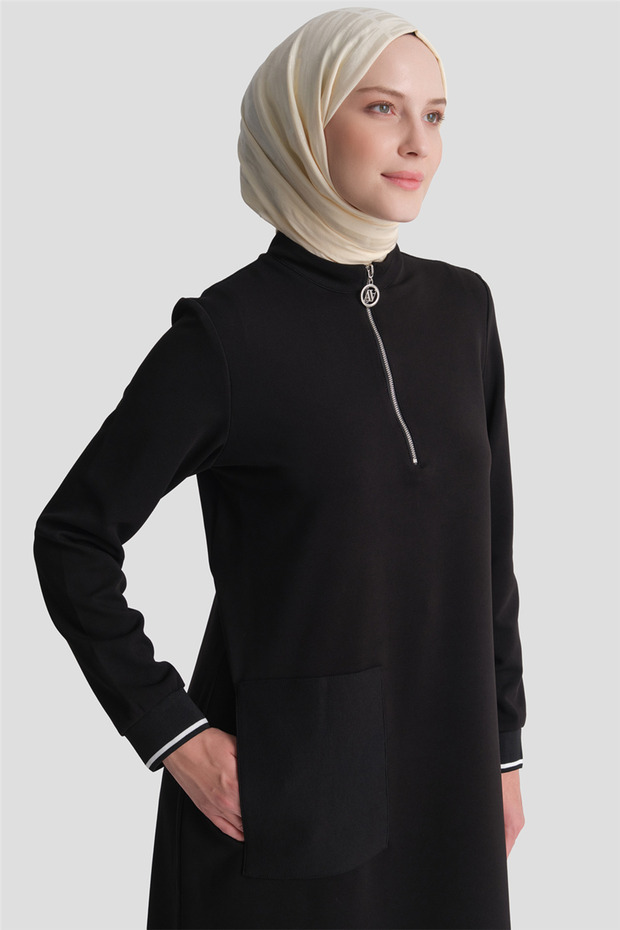 Pocket Detailed Basic Tunic Black