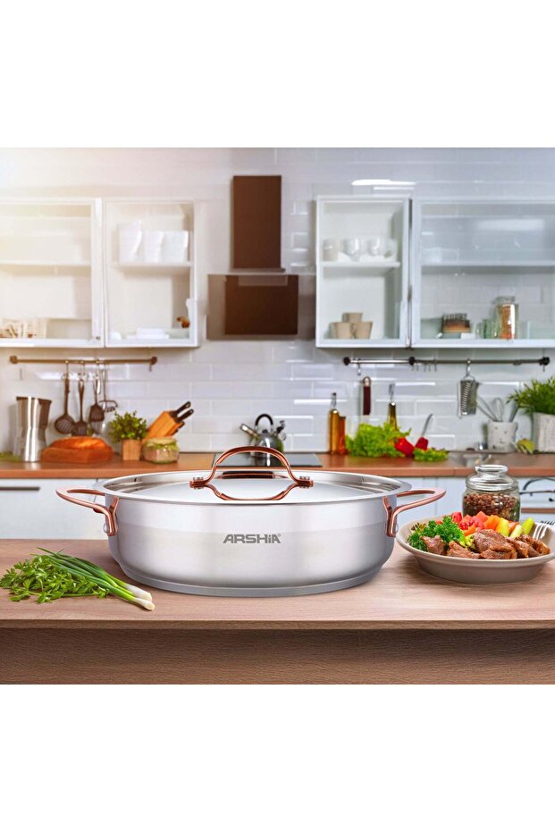 Stainless Steel Shallow Pan with 2 Lids 30cm